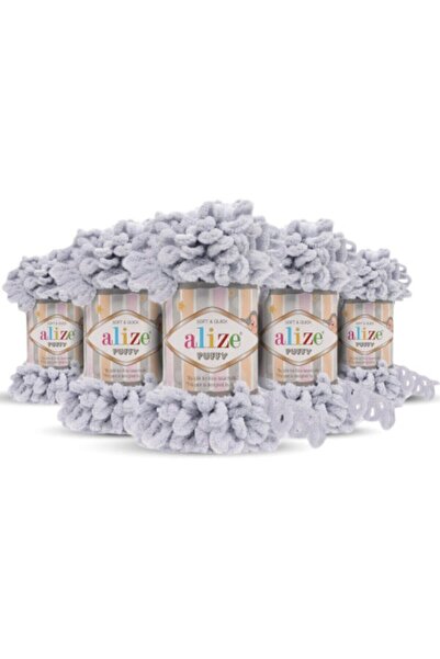 Öykü Tuhafiye Σετ Alize 5 τεμαχίων γκρι πλεκτό νήμα 416 Puffy
