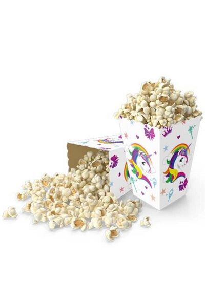 aşkın concept 8 Popcorn Box with Unicorn Theme - Corn and Chips