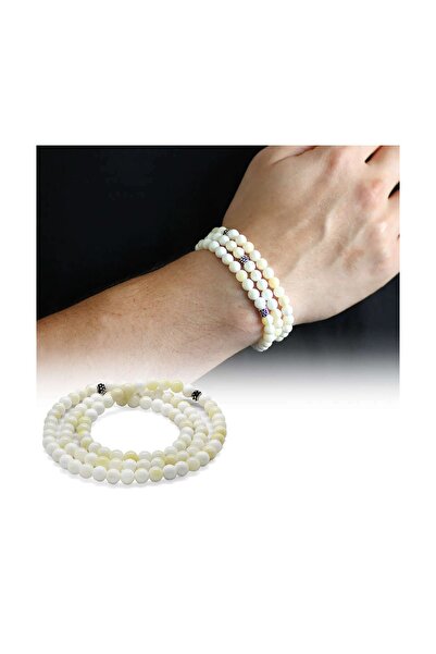 Tesbihane Hem Bileklik - Hem Kolye - Hem Tesbih 99lu Sedef Doğaltaş Takı