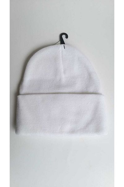 Cmf Knitwear White Solid Color Basic Beret Unisex