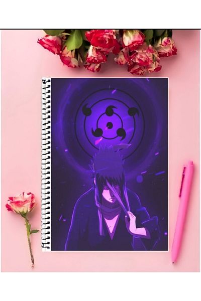AYAŞLI KIRTASİYE Sasuke Uchiha Anime Notebook 1 Piece Special Design A4 Size 21*29 Cm Wired Checkered Notebook