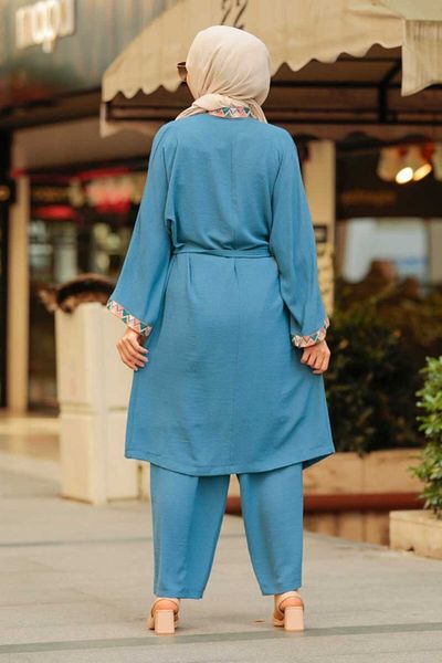 Neva Style - Kimono Indigo Blue Hijab Triple Set 51910im