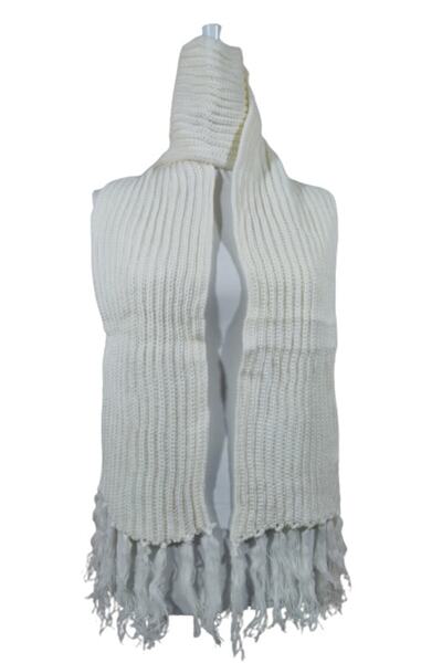 PAKER GİYİM Eșarfă tricotată SİLAH cu ciucuri ecru pentru femei Pkr109405