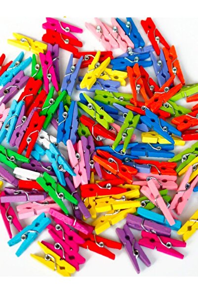 Genel Markalar Ahşap Renkli Küçük Mandal 100 Lü Paket 2,5 Cm