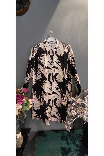 Lux Home Istanbul تونيك طويل أسود بيج منقوش