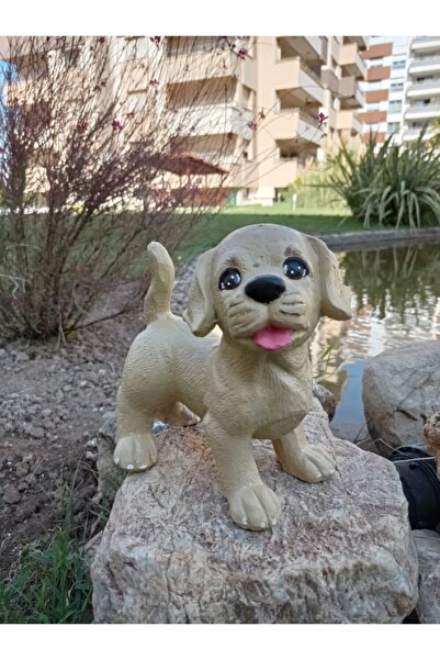 BilgeCe hoMe Golden Yavru Köpek Heykel Biblo, Alçı Heykel