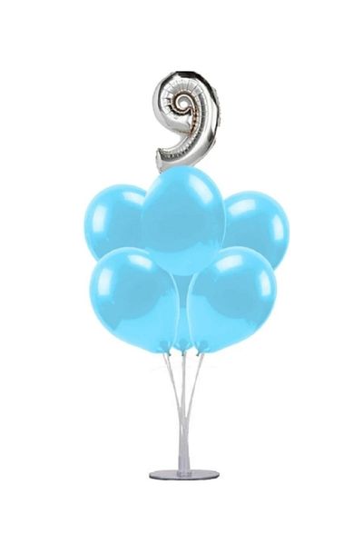 Dipak Blue/silver Color 9 Year Old Balloon 1 Piece Stand