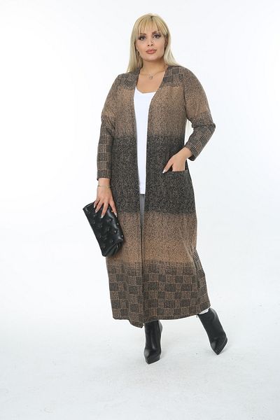 XL Modam Women's Plus Size Brown Jacquard Cardigan