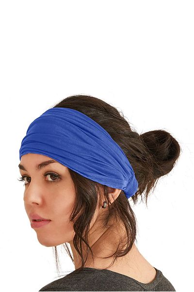 michaeller Bandana Parașuta Țesătură Bumbac Culoare Solidă Albastru cu Elastic