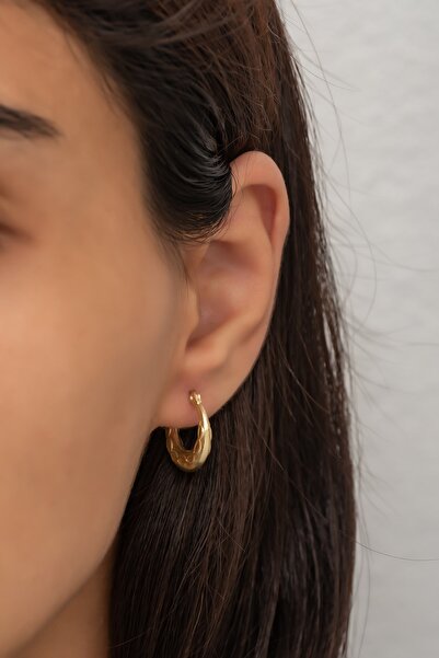 Nereze 925 Ayar Gümüş Gold Sonsuzluk Desenli Şarnel Küpe