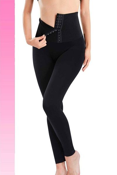 jilly jo Women's Black Waist Basen Hip Recovery Agraphed Corset Tights