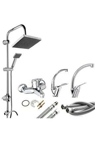 Beyazsu Mutfak Lavabo Banyo Bataryası Çeşmesi Muslugu Lüx Robot Duş Seti Sistemi 4lü Set