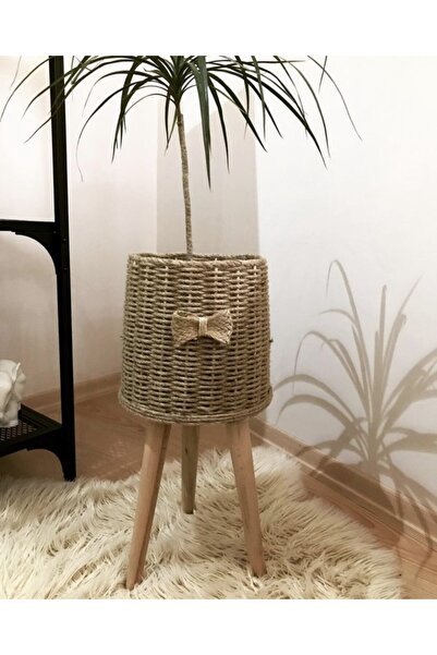 Genel Markalar Hasır Çiçeklik Ayaklı Sepet Saksı