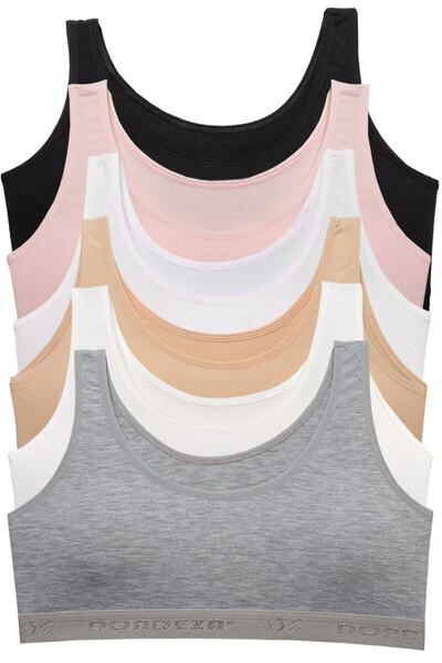 jilly jo Young Girl Padded Thick Strap Plain First Bra Bustier Set of 6