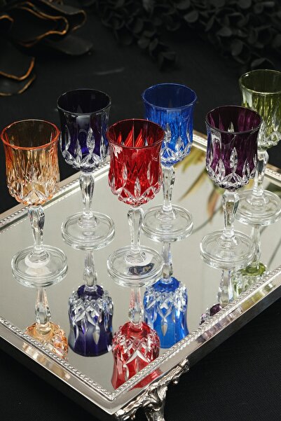 Dentelles Renkli Cristalline 6'lı Likor Kadeh Takımı