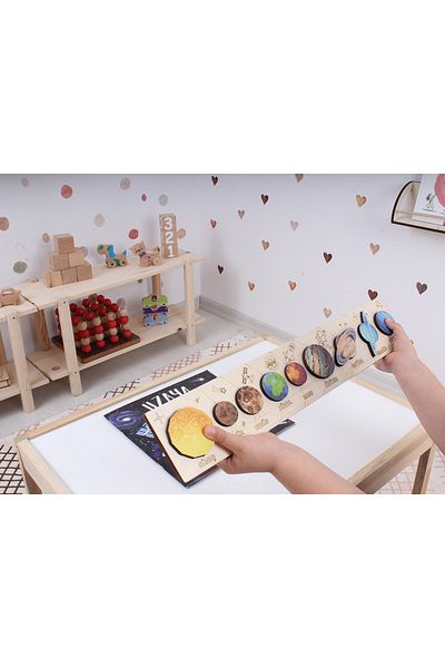 Femusa Colorful Wooden Planets - Solar System