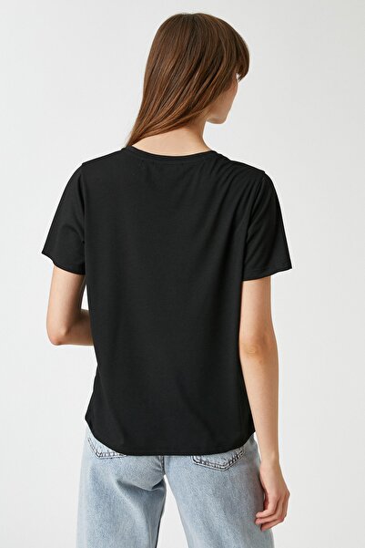 Koton Dámské černé tričko 2KAK13721EK