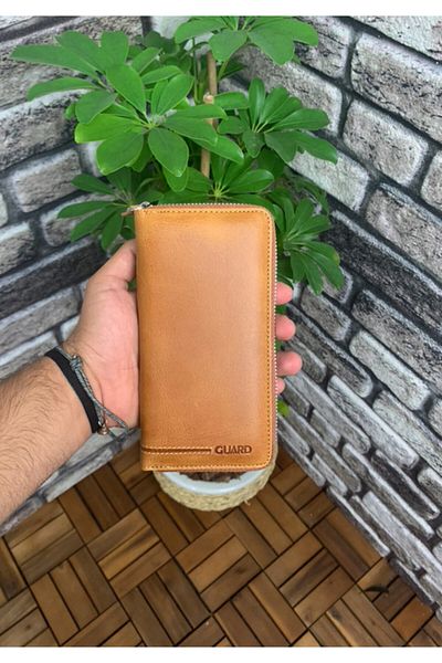 GUARD Yellow Antique Leather Portfolio - Zippered Wallet