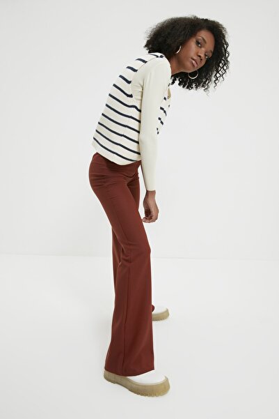 Trendyol Collection Καφέ Flare Woven Παντελόνι TOFAW19BB0581