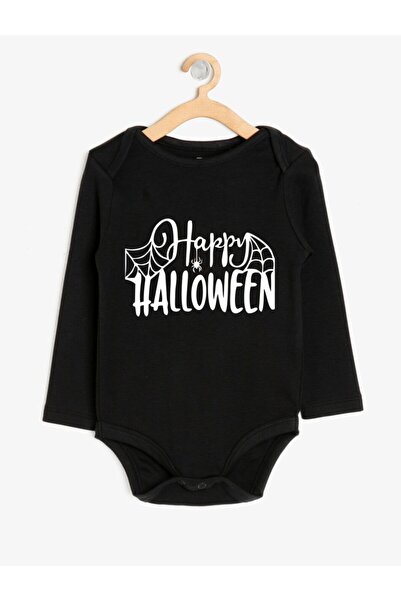 venüsdijital Halloween Happy Halloween Spider Printed Baby Bodysuit