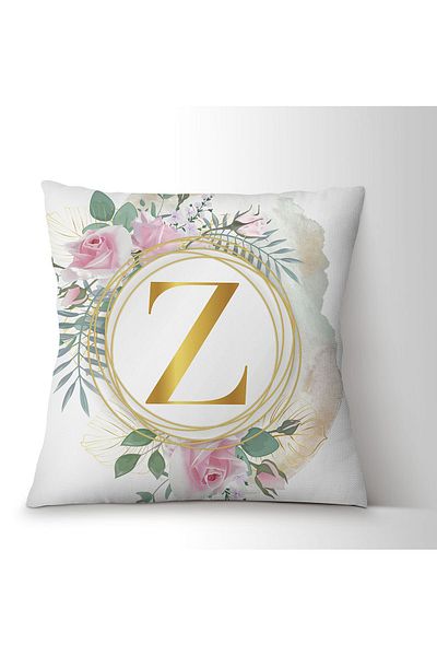 rudy online Letter Z Floral Digital Printed Throw Pillow Cover