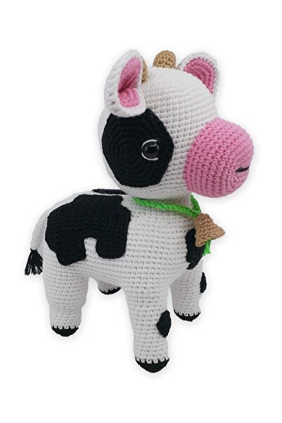 Ahşap Hediye Amigurumi Buzu Sevimli Buzağı Organik El Örgüsü Sütaş İnek Bebek...