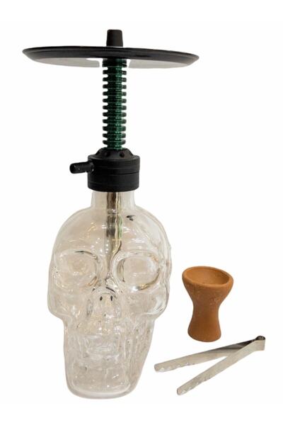 NARGİLEM Kuru Kafa Ortaboy Yaylı Nargile Takımı-50 Cm-siyah