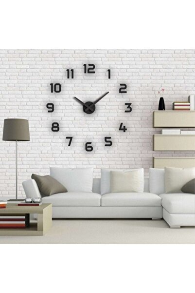 mrvdekor Dekoratif 3d Mdf Duvar Saati Siyah