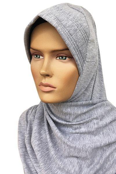 Vera Bonnet Ready Turban Sponge Front Shawl Tactical Halter Neck Hijab Bonnet Headcover - Melange Gray