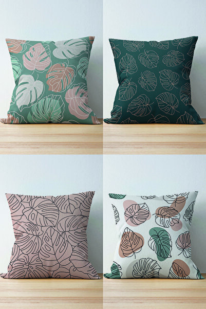 Nish & Royal 4-Piece Double-Sided Colorful Modern Suede Throw Pillow Cover Se...