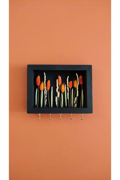 fatrema Kuru Çiçekli Dekoratif Ahşap Anahtarlık