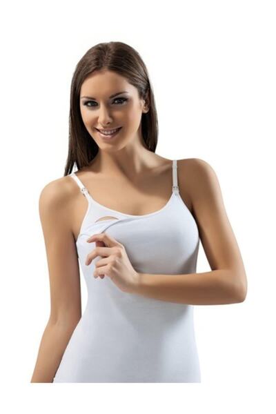 jilly jo Tricou pentru alăptare din bumbac cu bretele albe pentru femei, 2 buc