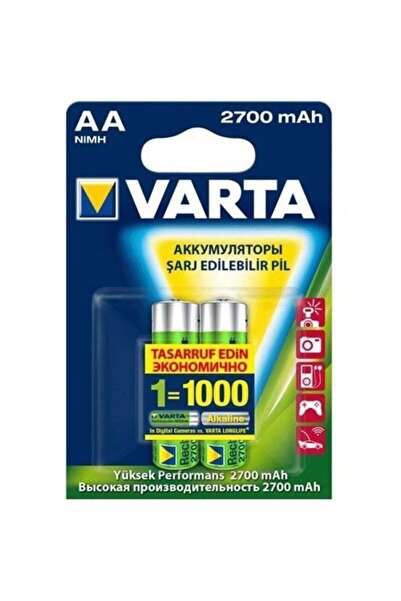 Varta 2700mah 1.2v Aa Şarjlı Kalem Pil 2li Ambalaj Kumanda,saat,elektronik Ci...