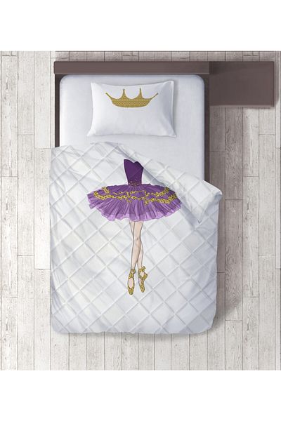 yok yok evim eve dair her şey Ballerina Dress Digital Printed Single Quilt Set