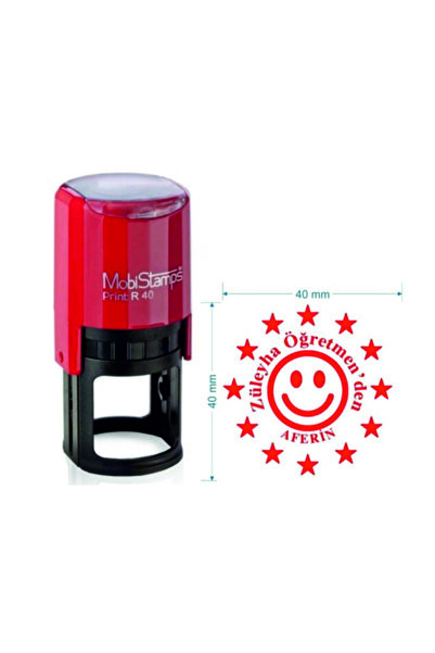 Mobistamps Öğretmen Kaşesi Yuvarlak Yıldızlı Aferin