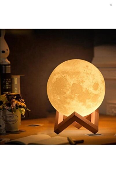 İstoç Türk Dekoratif Şık 3d Moon Lamp Pilli 3d Standlı Ay Gece Lambası