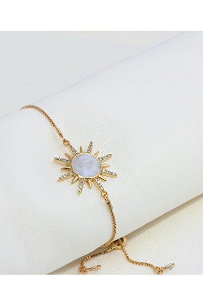 WONDER TOUCH 24k Altın Kaplama Ayarlanabilir, Asansörlü Bileklik,zirkon Taşlı Sedef Renkli Güneş Bileklik