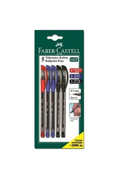 Faber Castell قلم حبر جاف ملون من فابر كاستل 1425، 5 عبوات