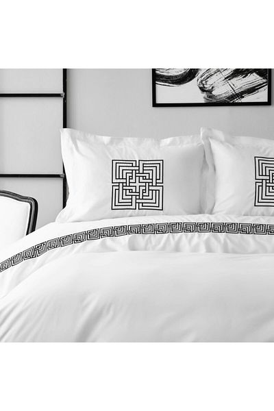 Karaca Home Bahia Black Embroidered Double Duvet Cover Set