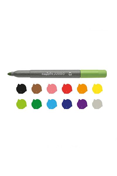 CARIOCA Ecofamily Jumbo Super Washable Felt Tip Crayons Pack of 12