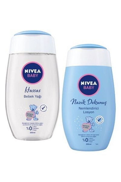 Nivea Baby زيت الأطفال الحساس المرطب 200 مل وصابون كريمي 100 جرام - هدية