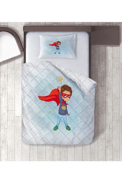 yok yok evim eve dair her şey Superhero Digital Printed Single Duvet Set
