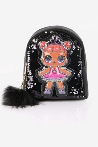 DZC KUZENLER AVM Lighted Sequin Sequined Lol Doll Figured Children's Backpack Black