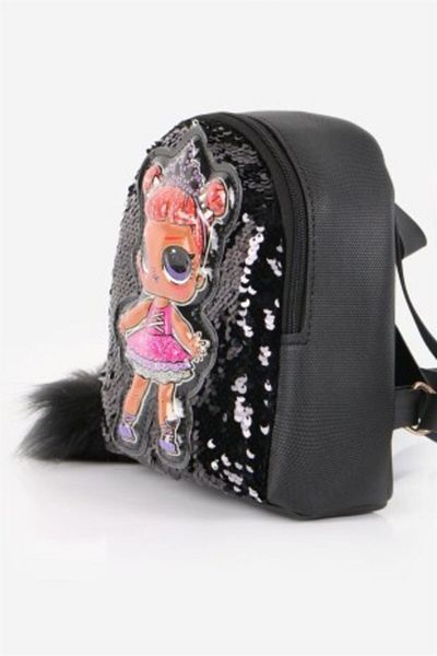 DZC KUZENLER AVM Lighted Sequin Sequined Lol Doll Figured Children's Backpack Black