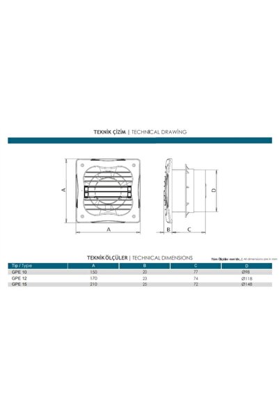 Güçtay Gpe10 Wc-banyo Fanı 100m3