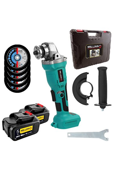 Genel Markalar 36 V Profesyonel 125 Mm Kömürsüz Çift Akülü Şarjlı Taşlama Spi...