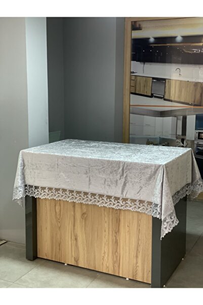 Çeyizland مفرش طاولة مخملي 160x220 رمادي 1783