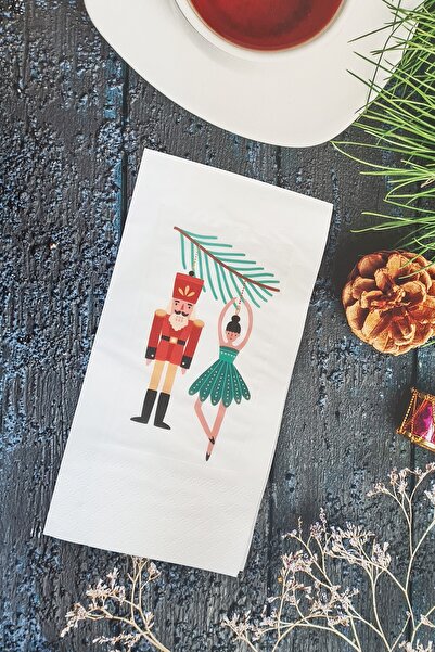 PEKSHOP جندي كسارة البندق وراقصة الباليه لعيد الميلاد - منديل رأس السنة الجديدة