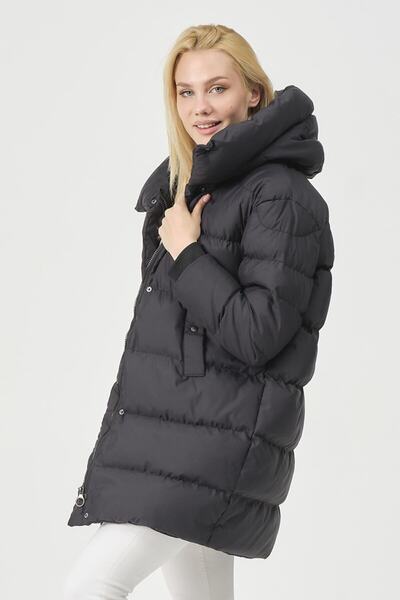 PIQUE Melody Women's Coat Wide Collar Ribbed Detailed Oversize Coat