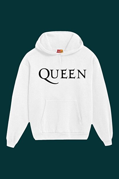 IvırZıvır Λευκό φούτερ Unisex με στάμπα Queen